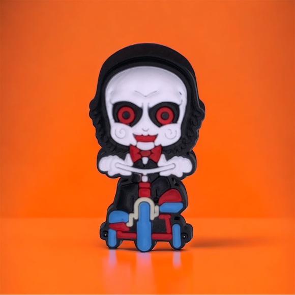 New Horror SAW Movie “Billy on Bike” Crocs Charm Jibbitz for shoes 6ea. Or 3/$10 - Picture 2 of 2